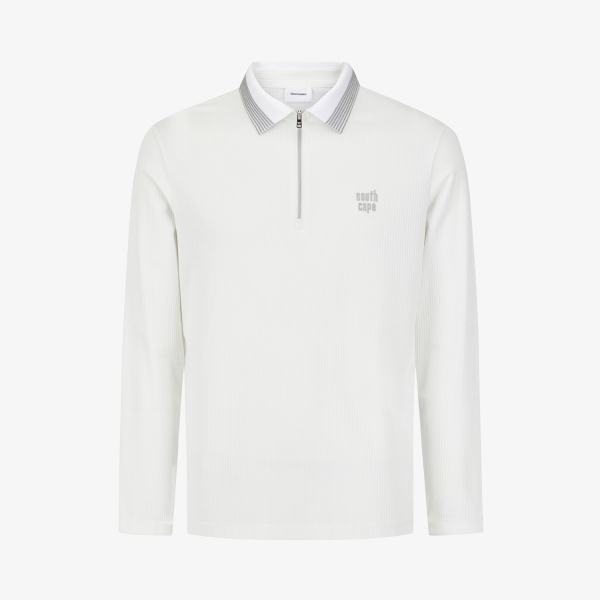 Stripe Collar Zip-Up T-Shirt_WT