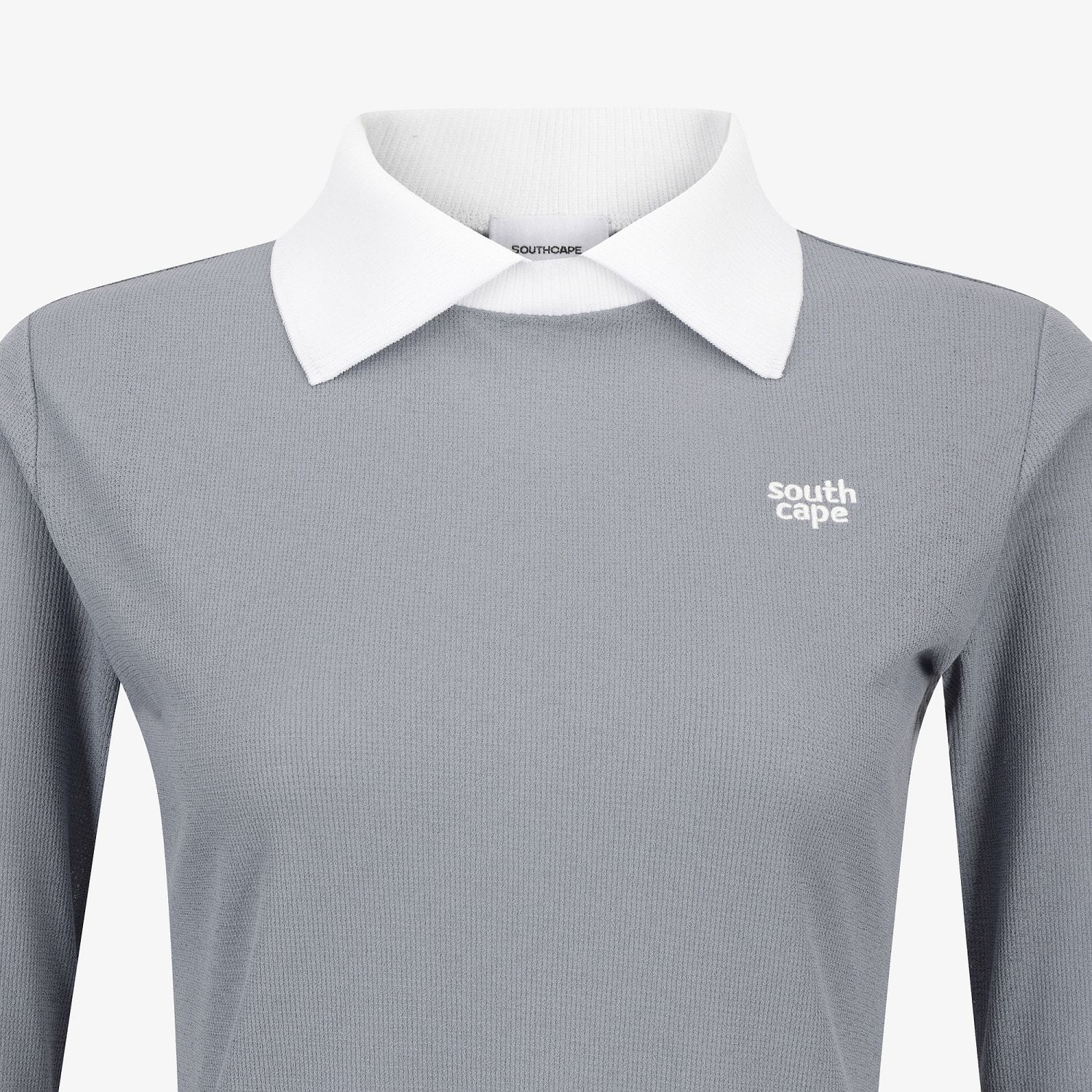 Knit-Like Collared Long-Sleeve Performance T-Shirt_GY