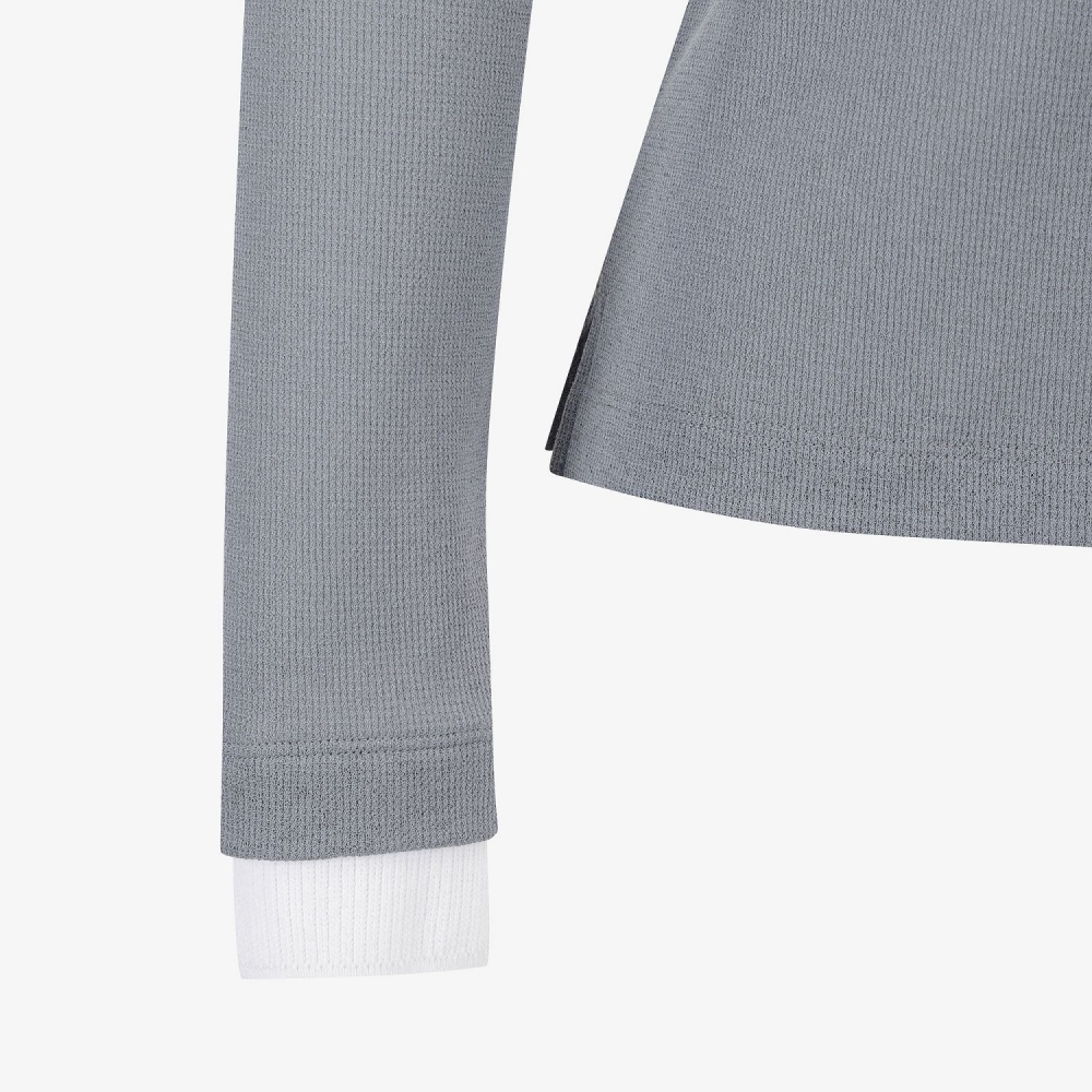 Knit-Like Collared Long-Sleeve Performance T-Shirt_GY