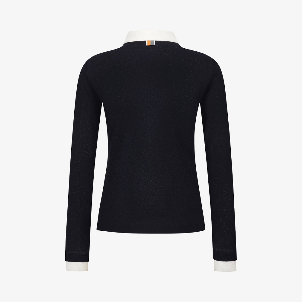 Knit-Like Collared Long-Sleeve Performance T-Shirt_NA