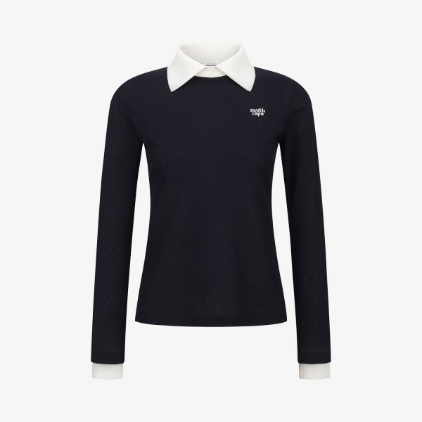 Knit-Like Collared Long-Sleeve Performance T-Shirt_NA