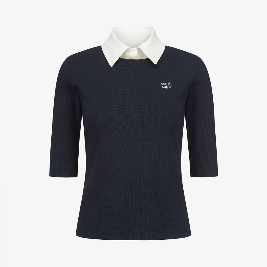 Layered Collar Half-Sleeve T-Shirt_DA