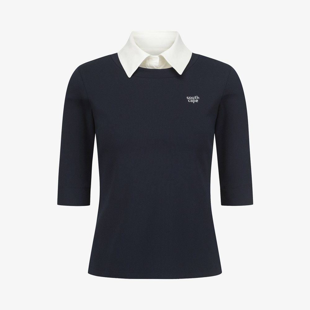 Layered Collar Half-Sleeve T-Shirt_DA