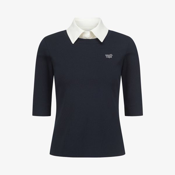 Layered Collar Half-Sleeve T-Shirt_DA