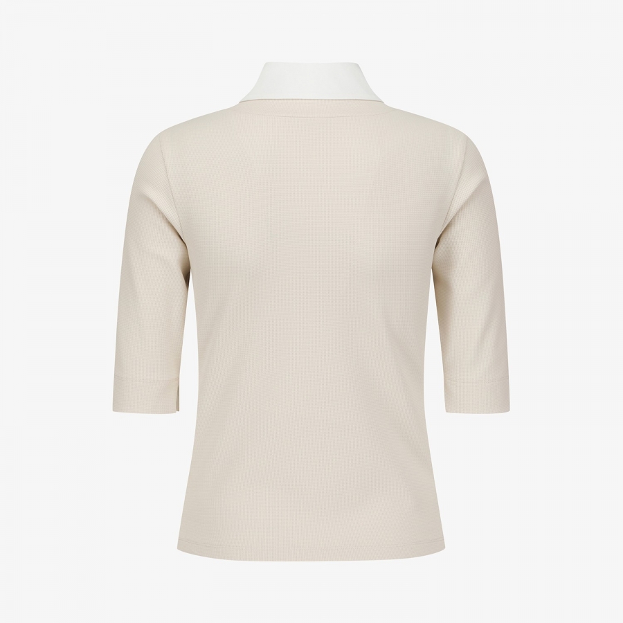 Layered Collar Half-Sleeve T-Shirt_LE