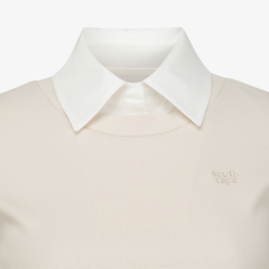 Layered Collar Half-Sleeve T-Shirt_LE