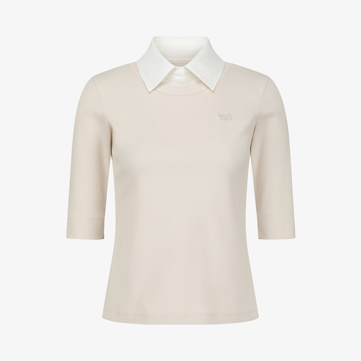 Layered Collar Half-Sleeve T-Shirt_LE