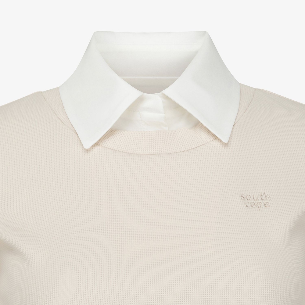 Layered Collar Half-Sleeve T-Shirt_LE
