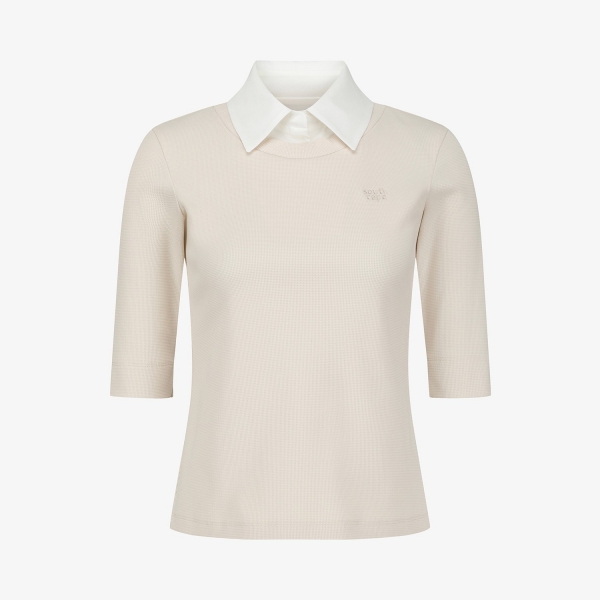 Layered Collar Half-Sleeve T-Shirt_LE