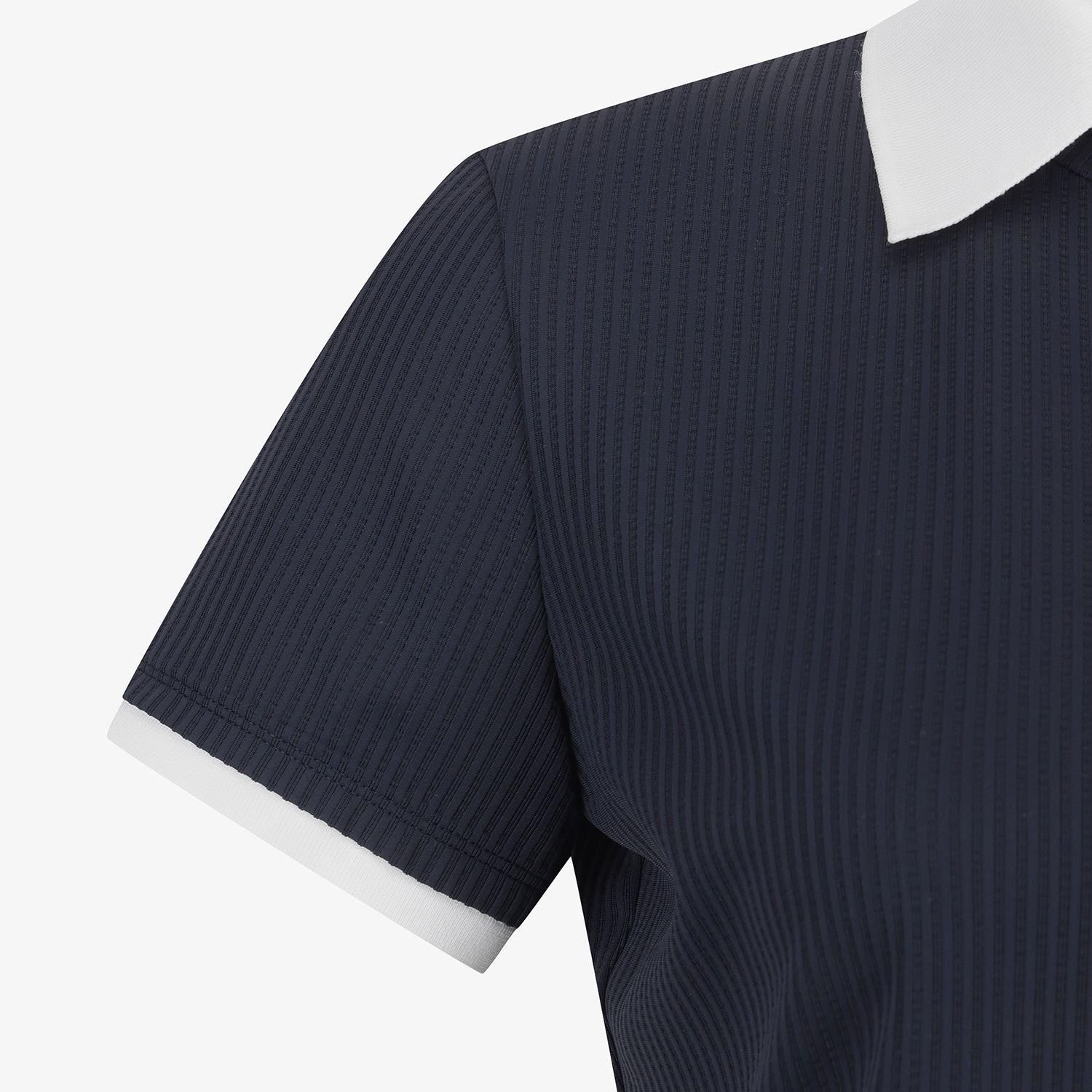 Cool-Touch Ribbed Contrast Collar T-Shirt_DA