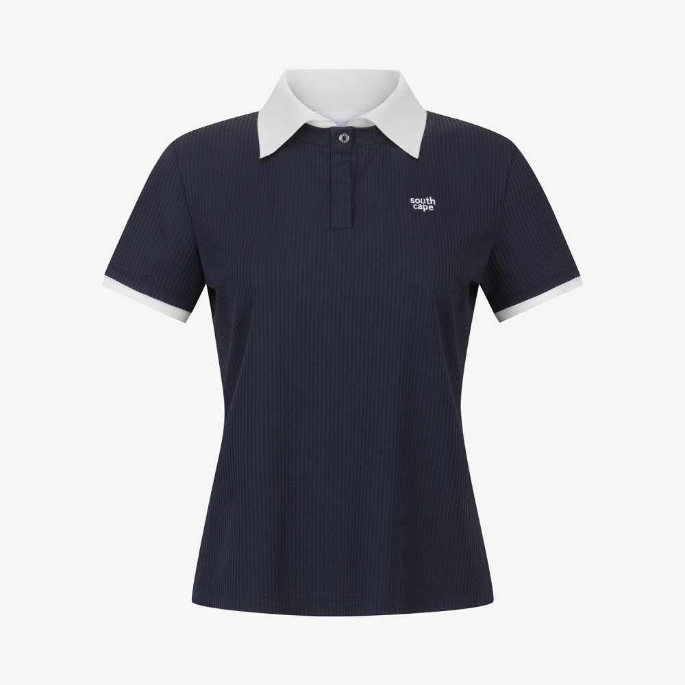 Cool-Touch Ribbed Contrast Collar T-Shirt_DA