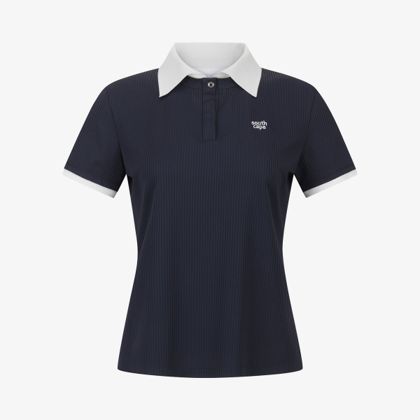 Cool-Touch Ribbed Contrast Collar T-Shirt_DA