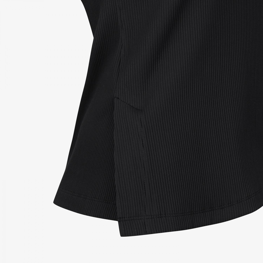 Ribbed Half-Neck Sleeveless T-Shirt_BK
