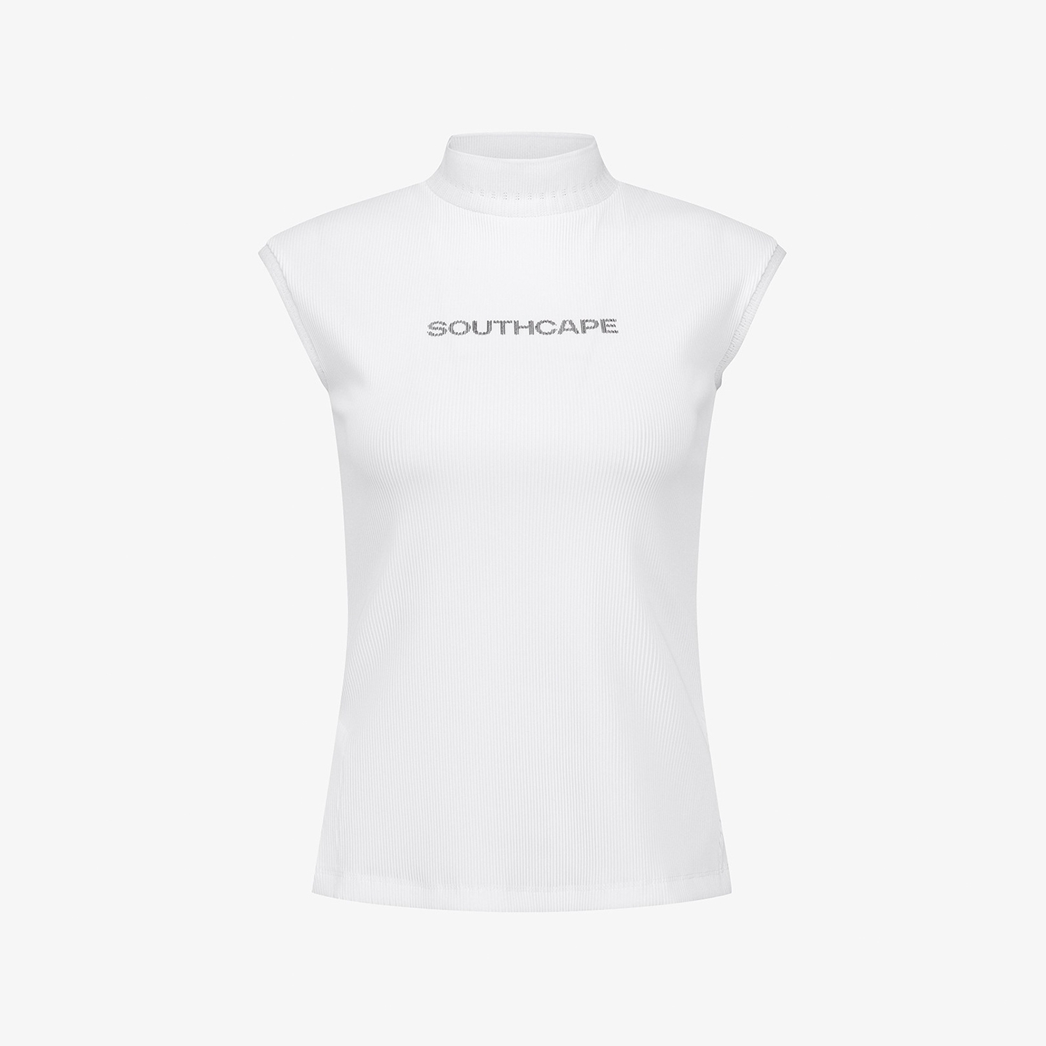 Ribbed Half-Neck Sleeveless T-Shirt_WT