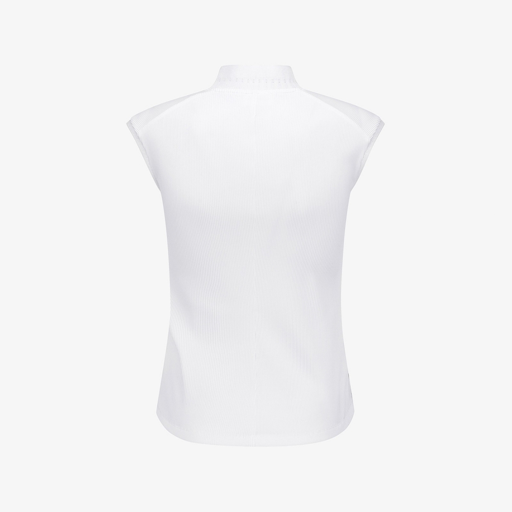 Ribbed Half-Neck Sleeveless T-Shirt_WT