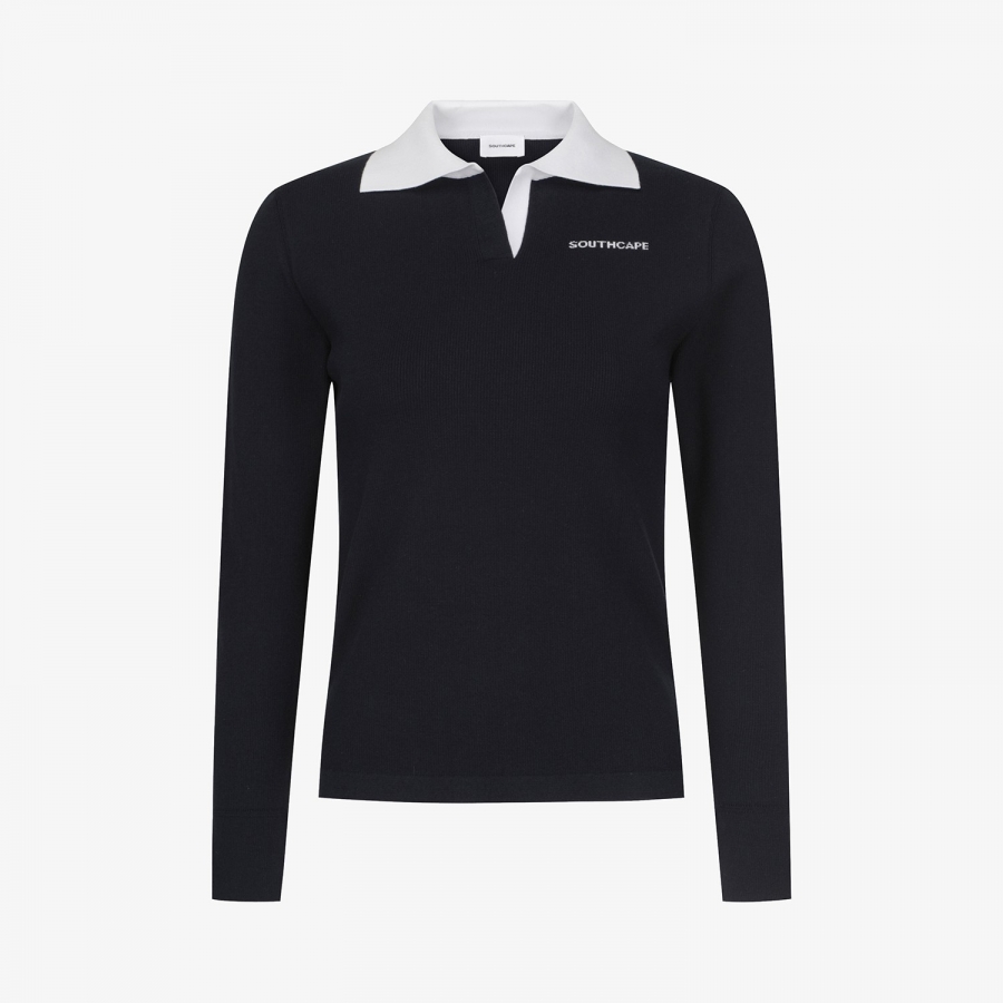 Ribbed Collar Long Sleeve Knit_NA