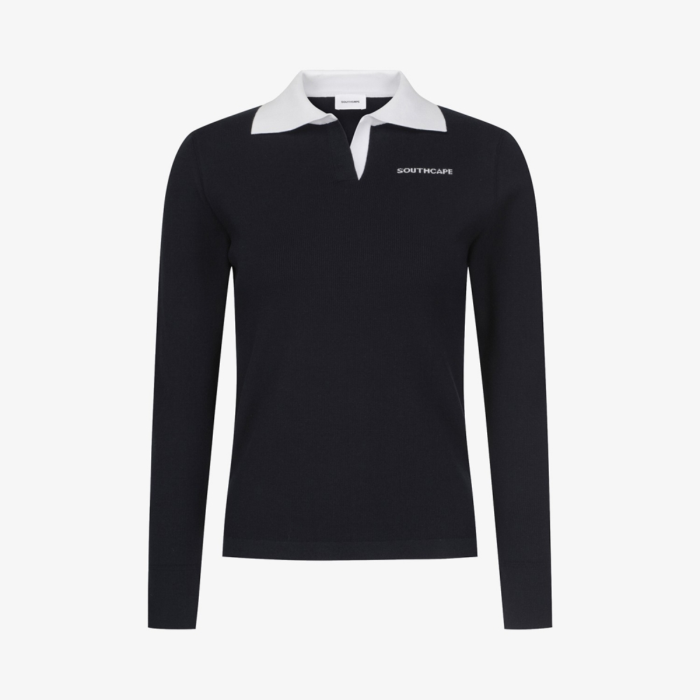 Ribbed Collar Long Sleeve Knit_NA