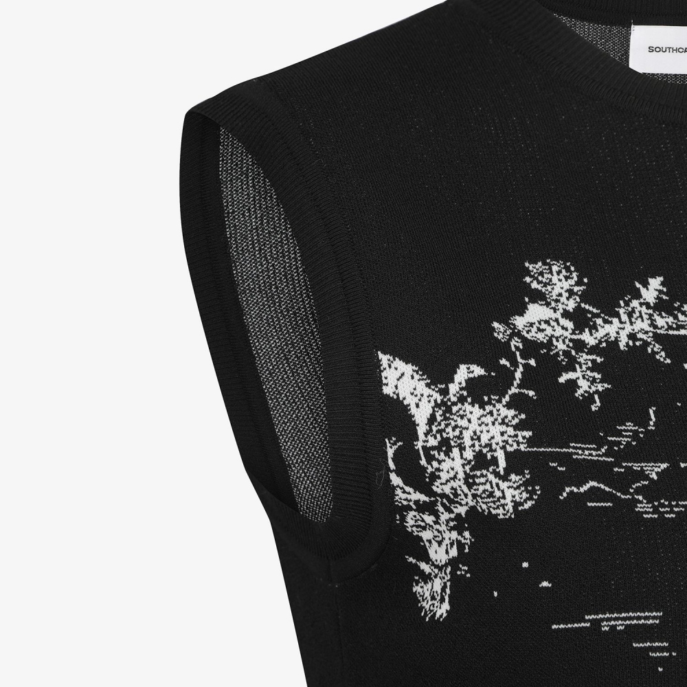 Namhae Heritage Print Knit Vest_BK