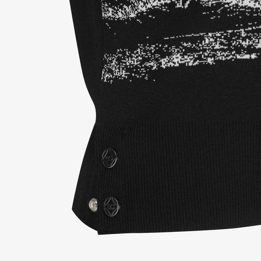 Namhae Heritage Print Knit Vest_BK