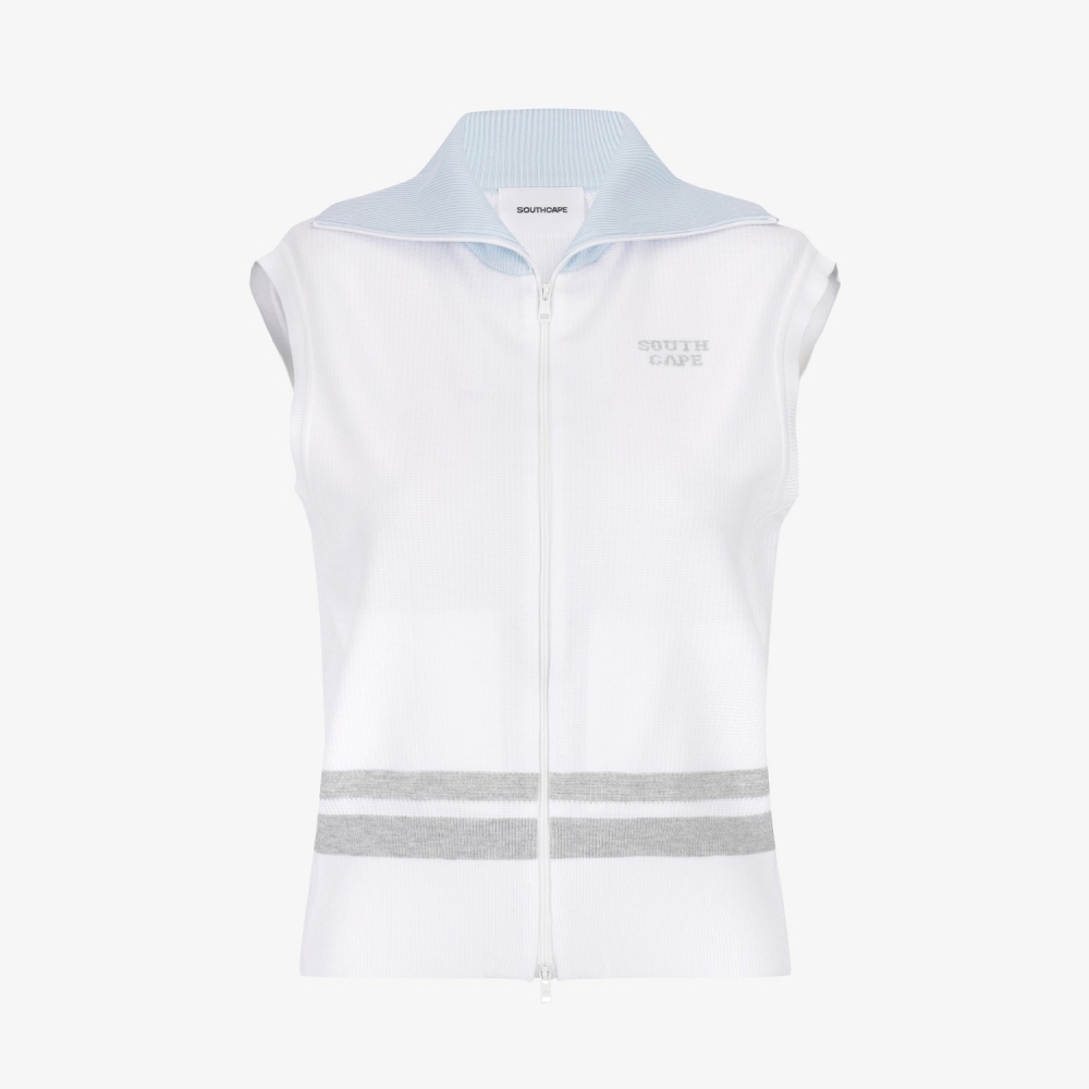 Southcross Sailor Collar Knit Zip Vest_WT