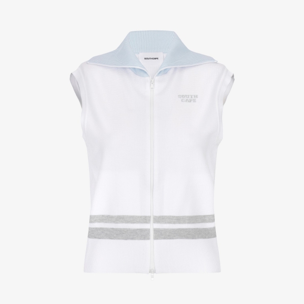 Southcross Sailor Collar Knit Zip Vest_WT