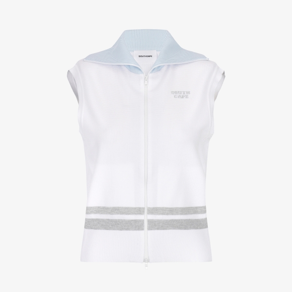 Southcross Sailor Collar Knit Zip Vest_WT