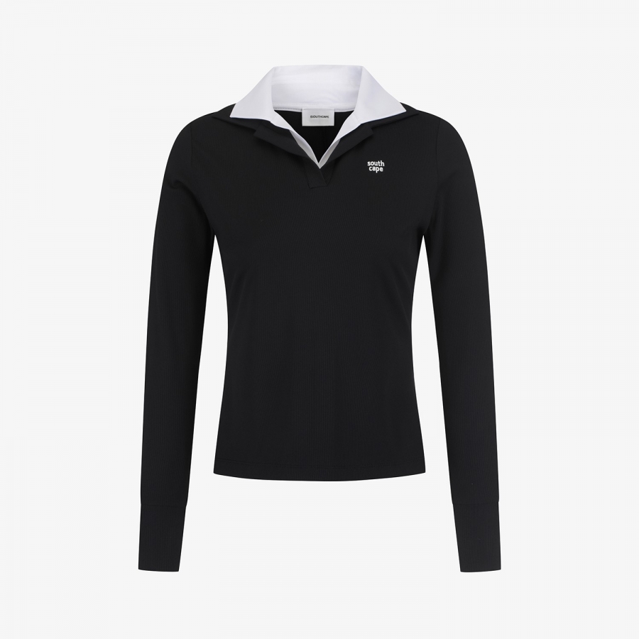 Cool-Touch Layered Collar T-Shirt_BK