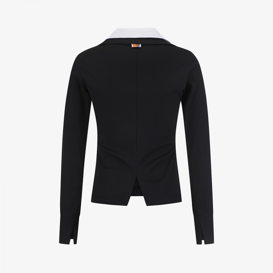 Cool-Touch Layered Collar T-Shirt_BK