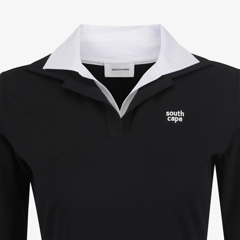 Cool-Touch Layered Collar T-Shirt_BK