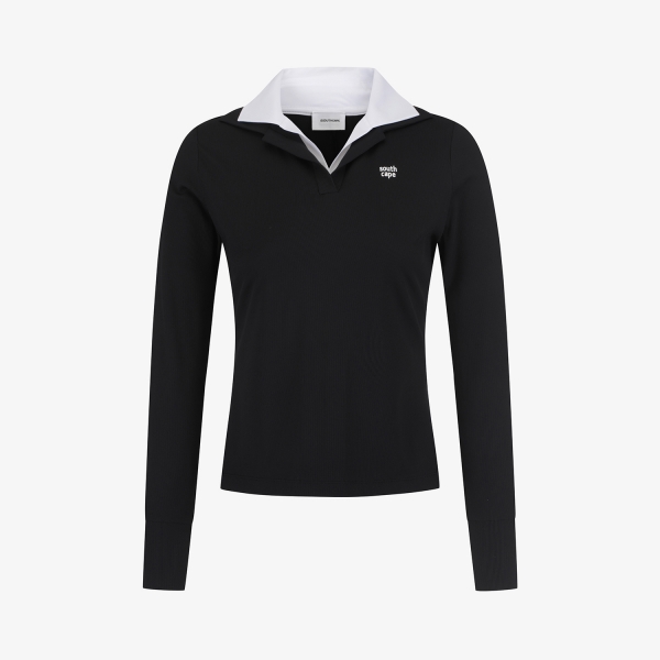 Cool-Touch Layered Collar T-Shirt_BK