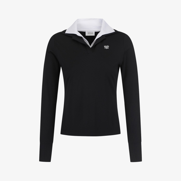 Cool-Touch Layered Collar T-Shirt_BK