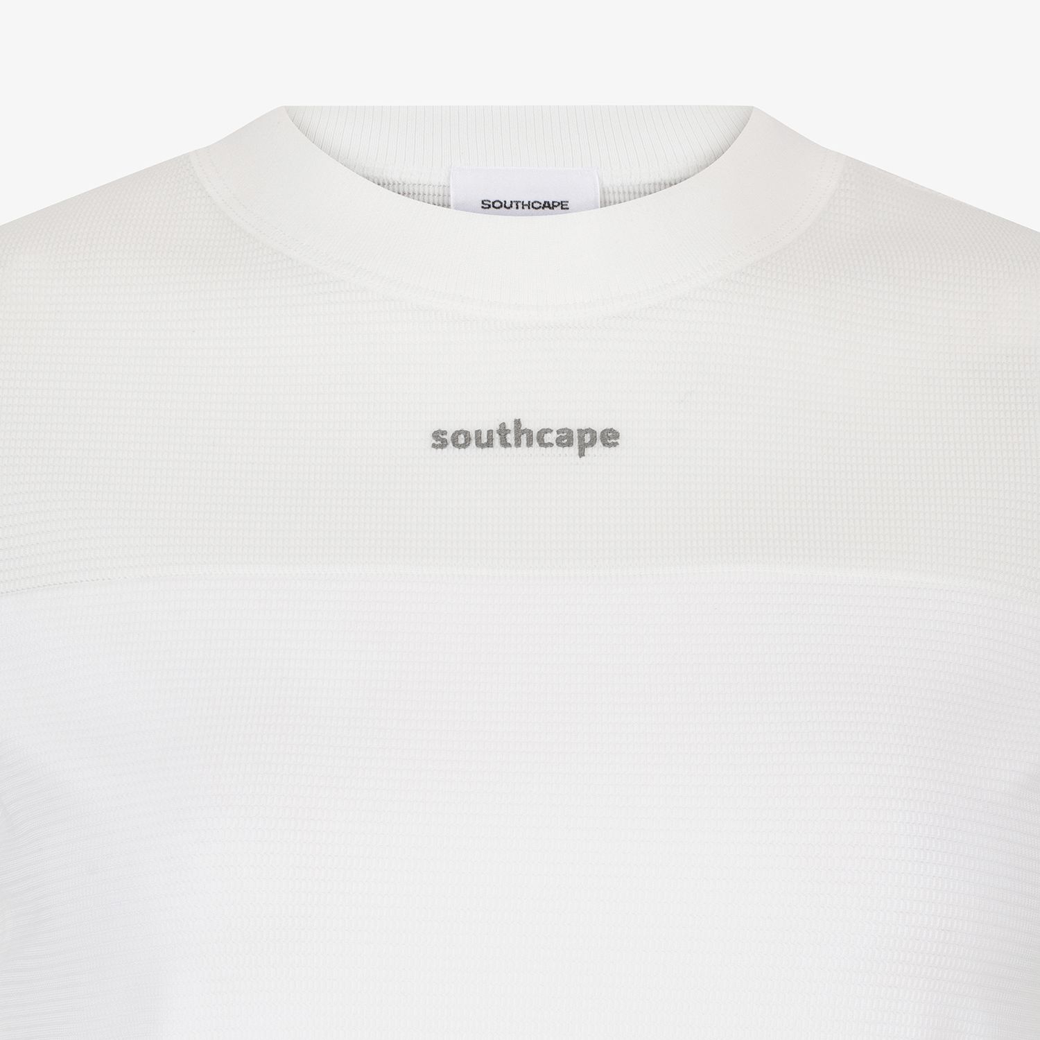 Mesh Texture Contrast Round T-Shirt_WT