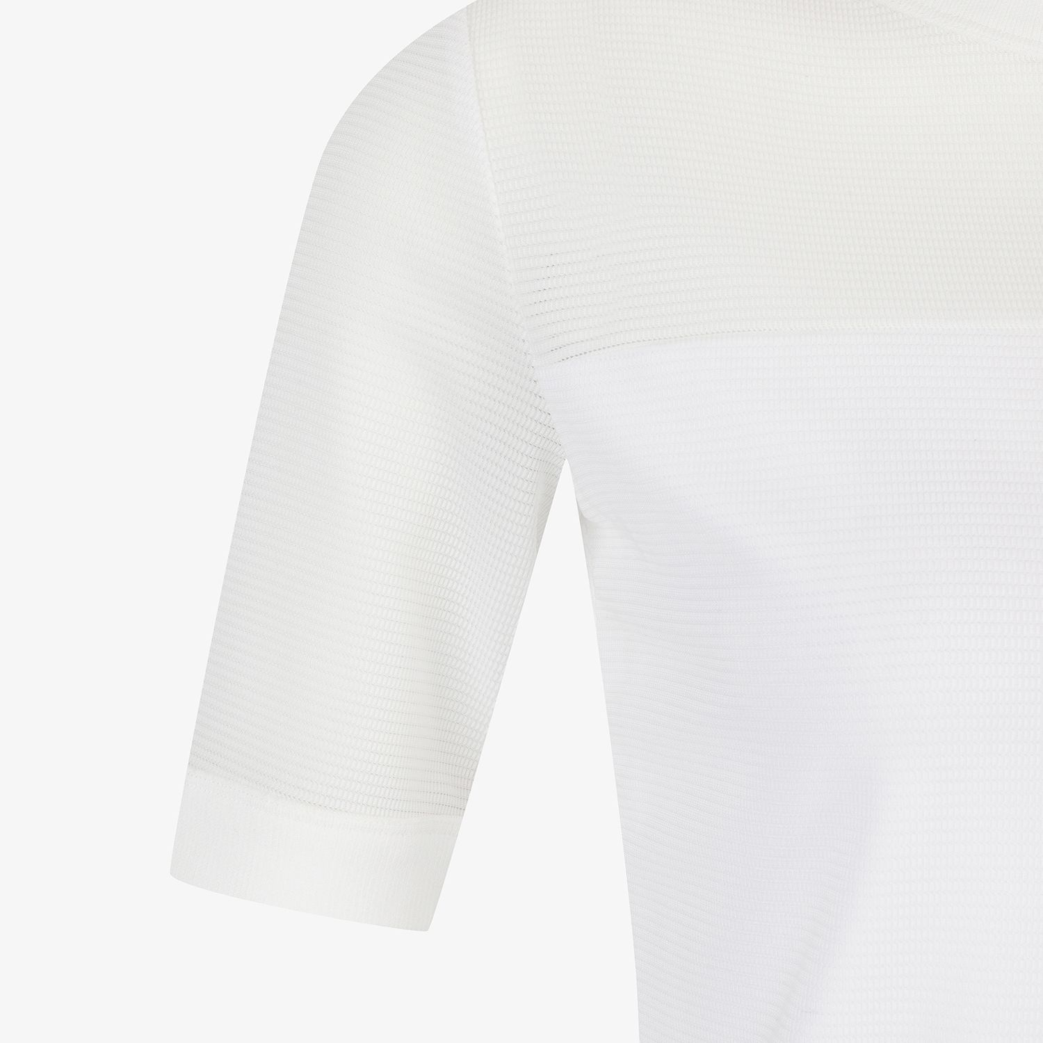 Mesh Texture Contrast Round T-Shirt_WT