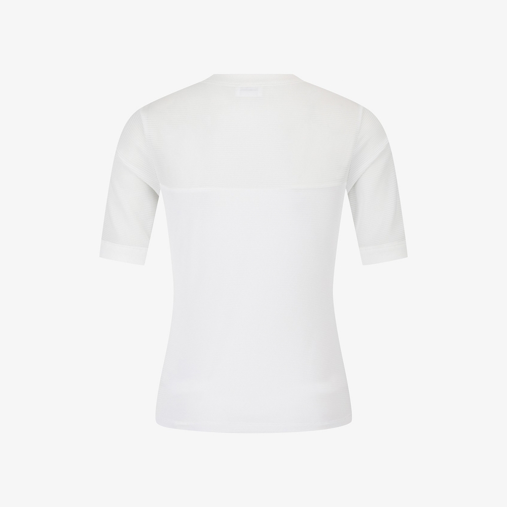 Mesh Texture Contrast Round T-Shirt_WT