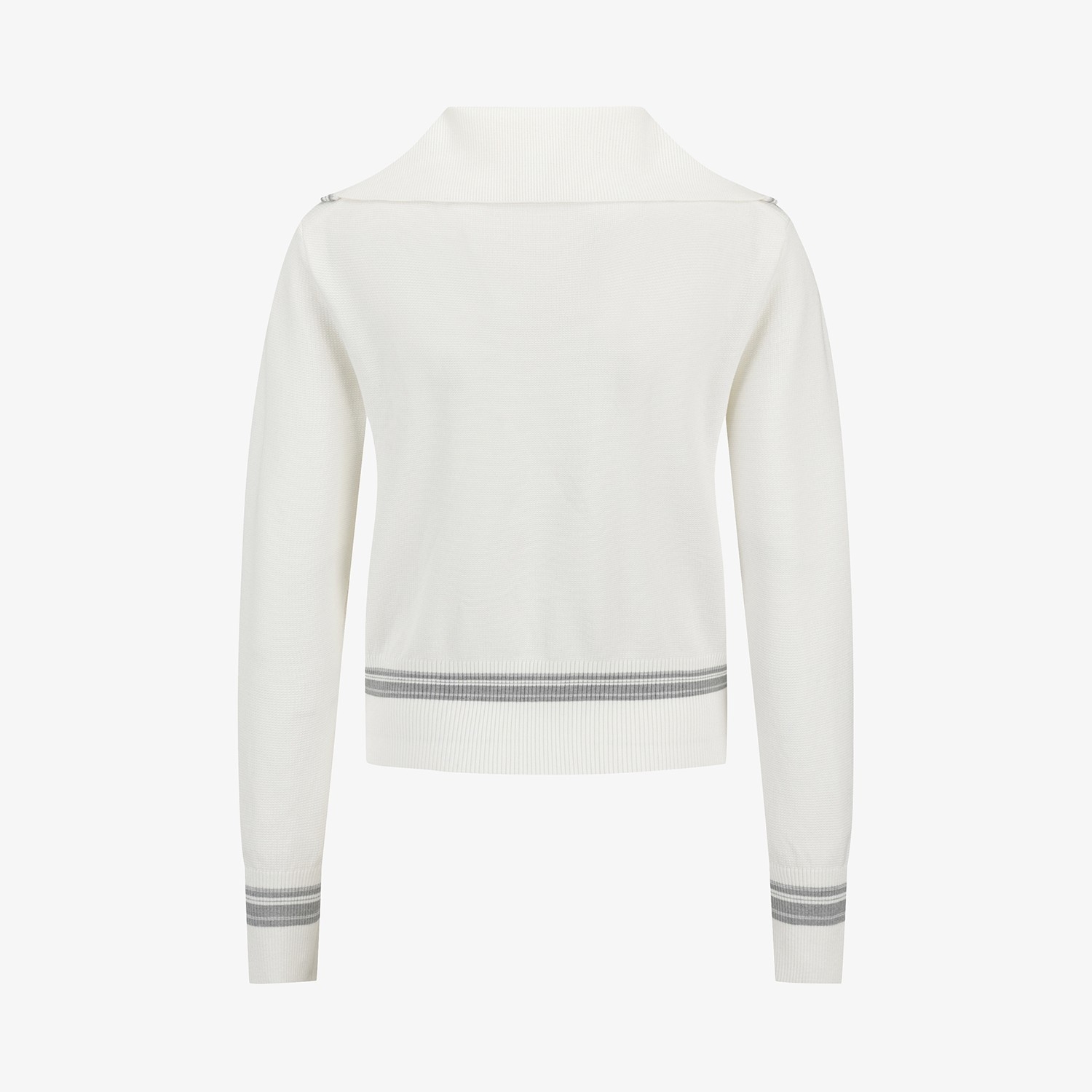 Sailor Collar Stripe Knit Zip-Up Cardigan_아이보리