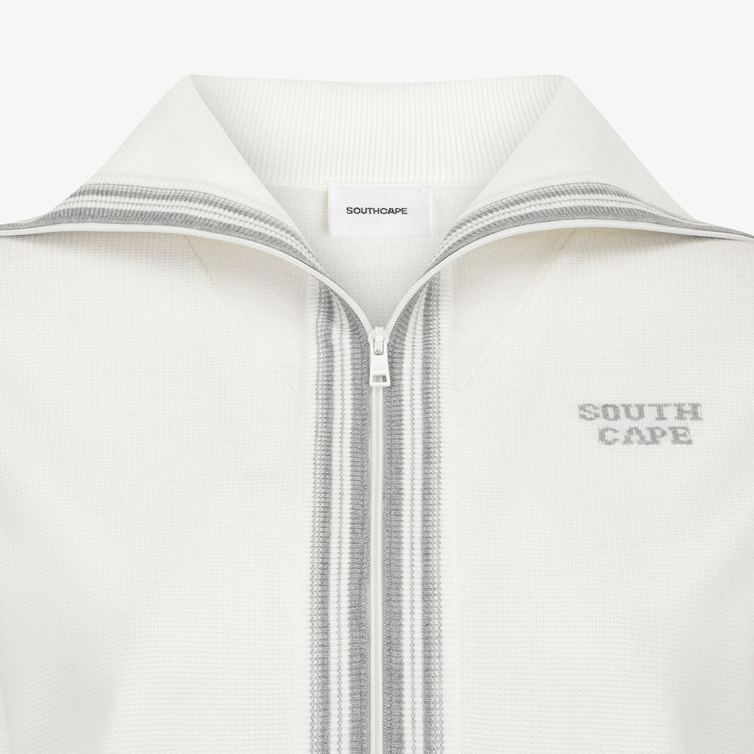 Sailor Collar Stripe Knit Zip-Up Cardigan_아이보리
