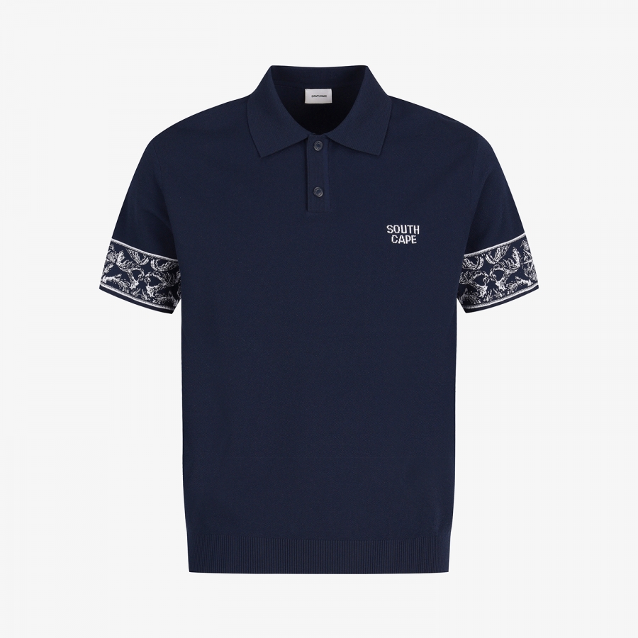 Southcross Sleeve-Pattern Knit Polo_NA