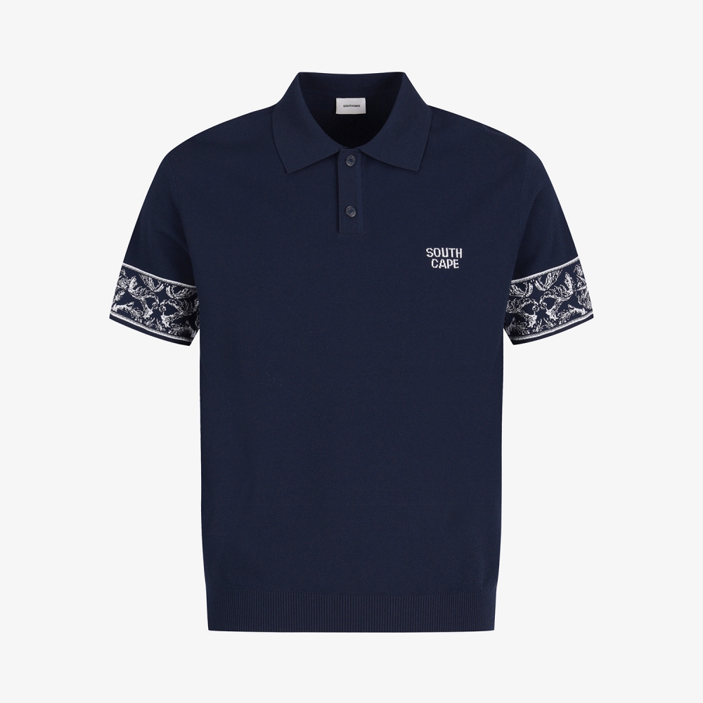 Southcross Sleeve-Pattern Knit Polo_NA
