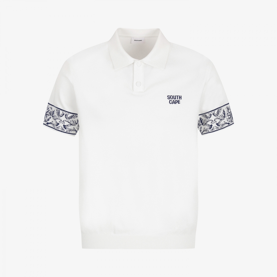 Southcross Sleeve-Pattern Knit Polo_WT