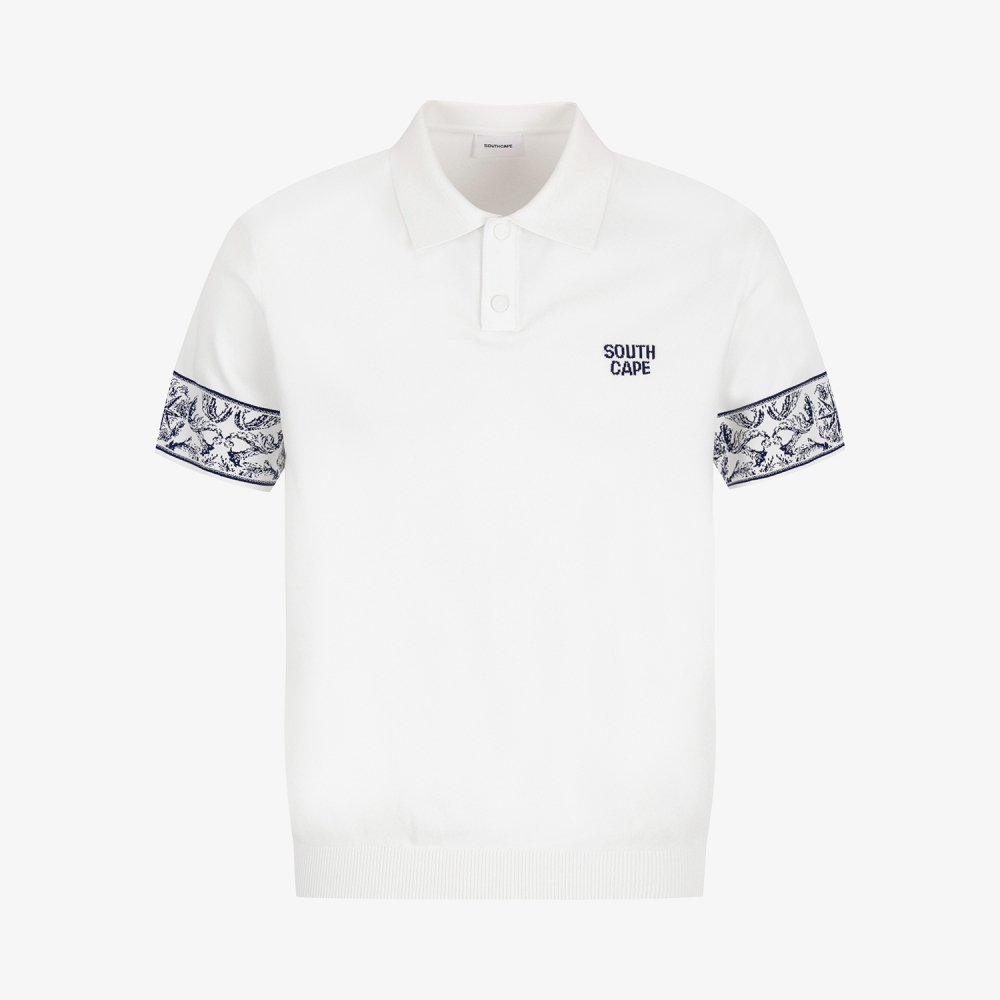 Southcross Sleeve-Pattern Knit Polo_WT