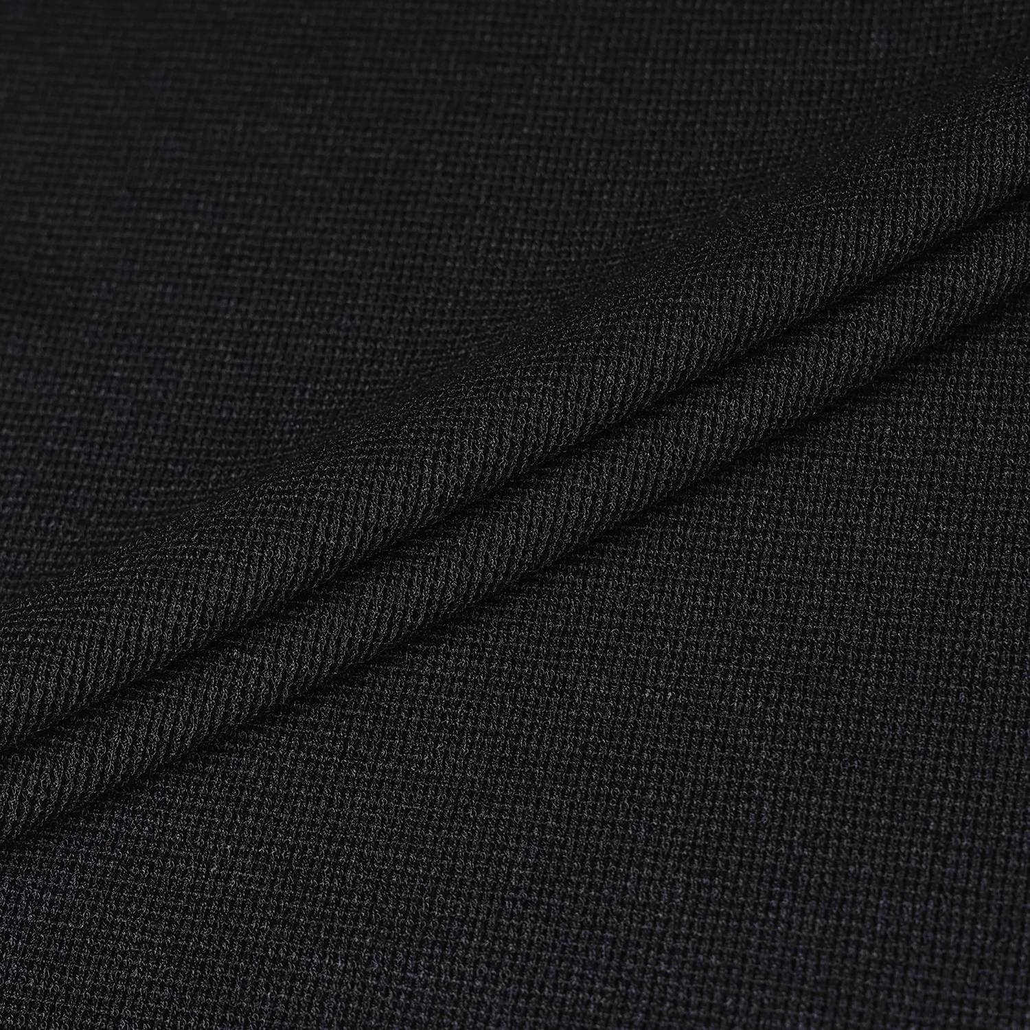 Waffle Texture Contrast Collar T-Shirt_BK