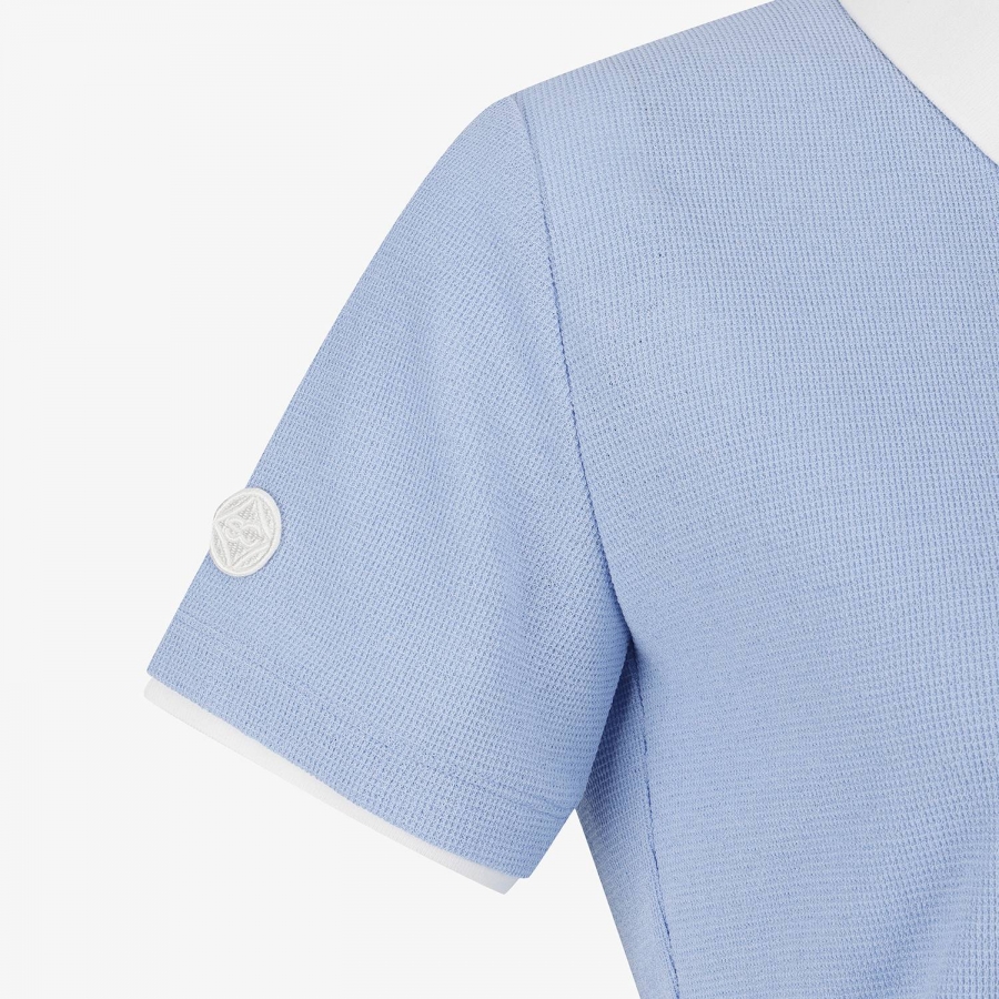 Waffle Texture Contrast Collar T-Shirt_BL
