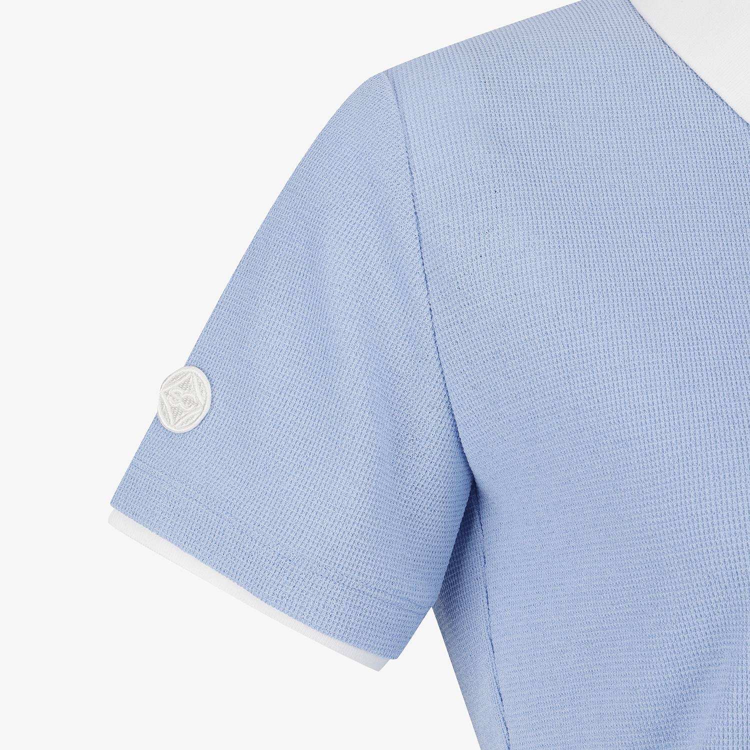 Waffle Texture Contrast Collar T-Shirt_BL