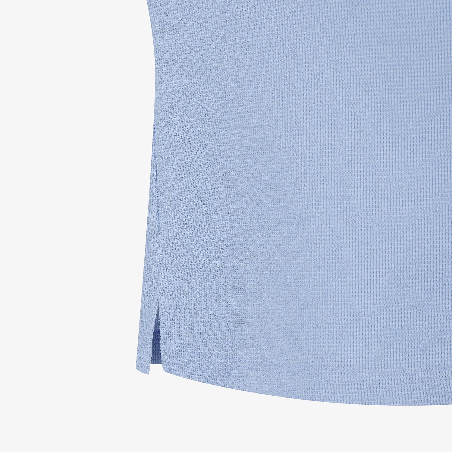 Waffle Texture Contrast Collar T-Shirt_BL