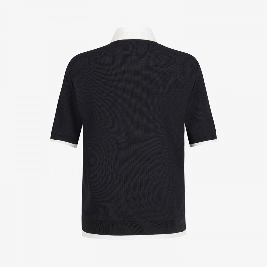 Color-Block Collar Piqu&eacute; Polo Shirt_BK
