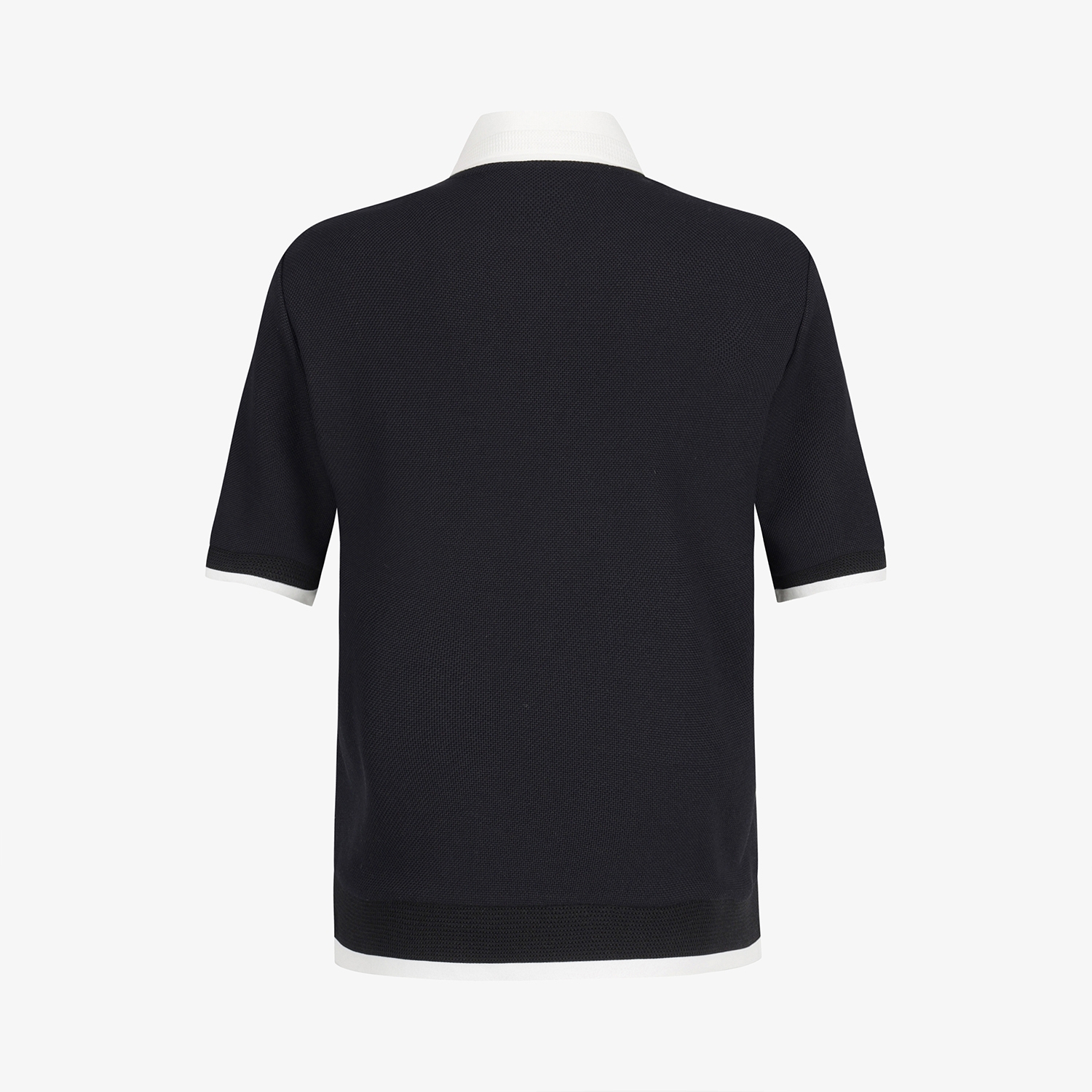 Color-Block Collar Piqu&eacute; Polo Shirt_BK