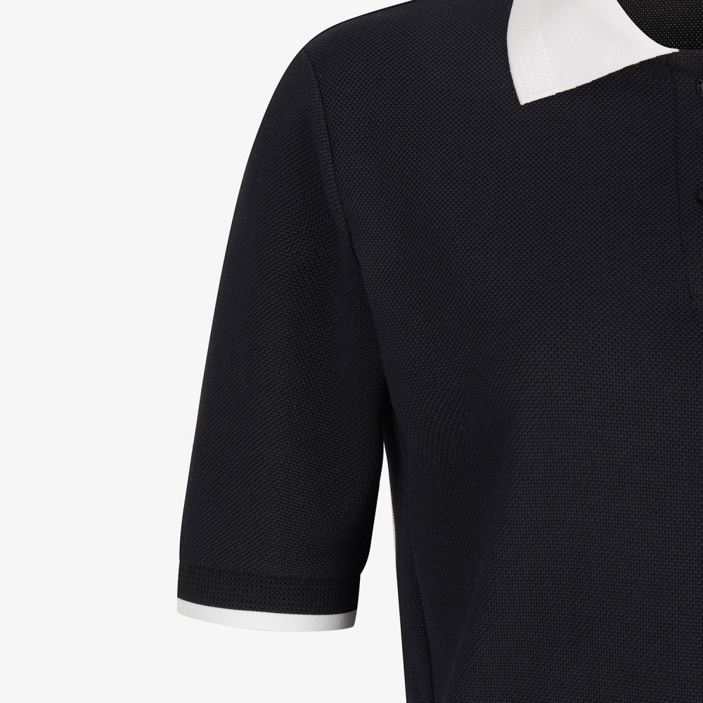 Color-Block Collar Piqu&eacute; Polo Shirt_BK