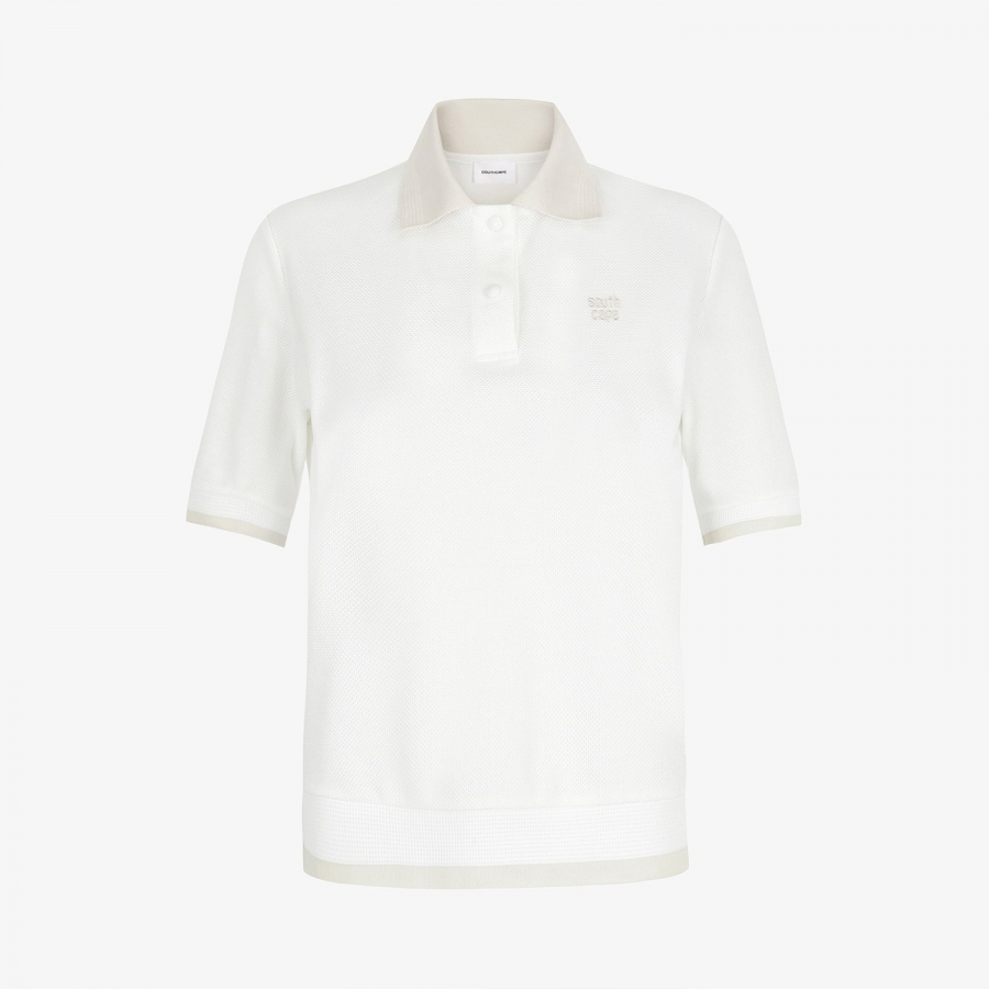 Color-Block Collar Piqu&eacute; Polo Shirt_WT