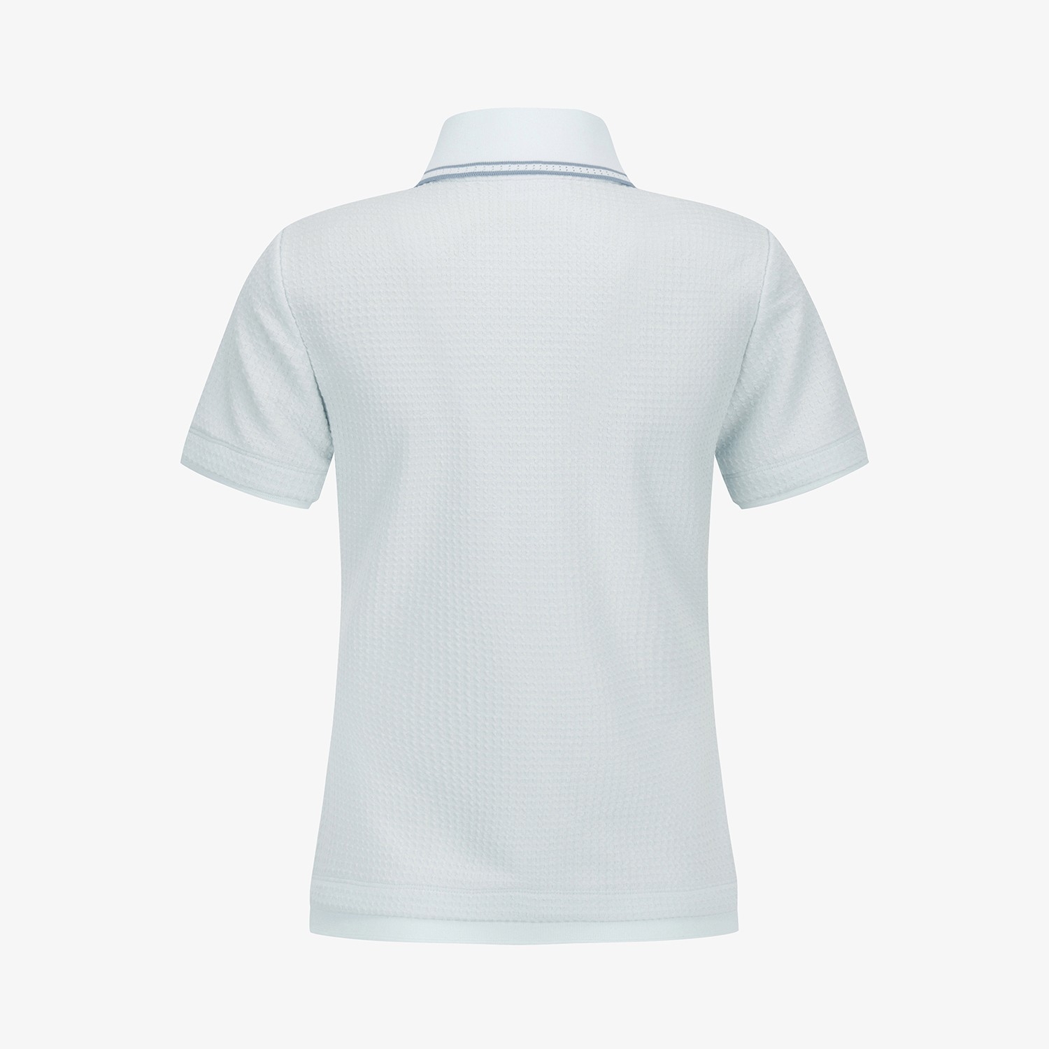 Embossed Waffle Texture Contrast-Collar T-Shirt_SK