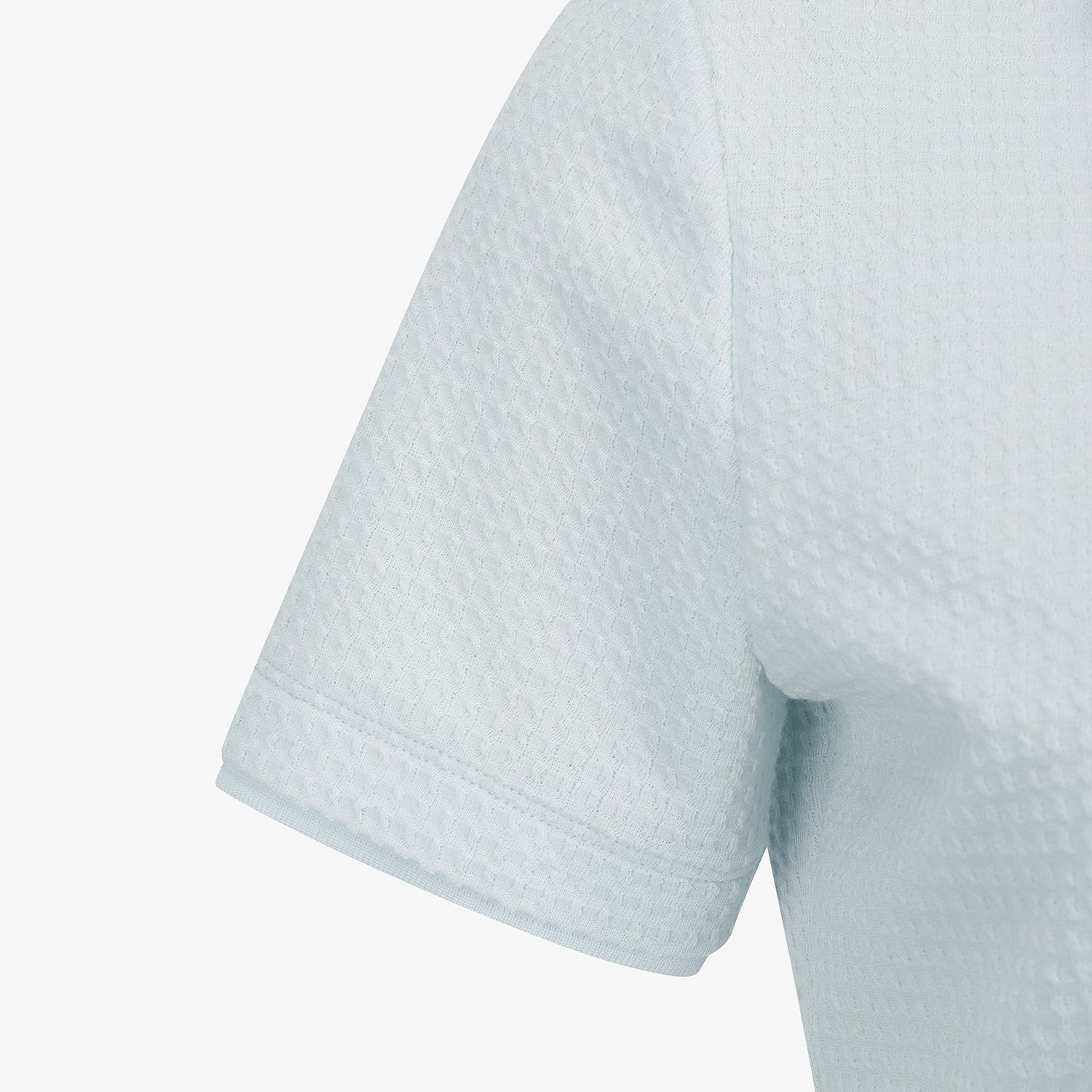 Embossed Waffle Texture Contrast-Collar T-Shirt_SK